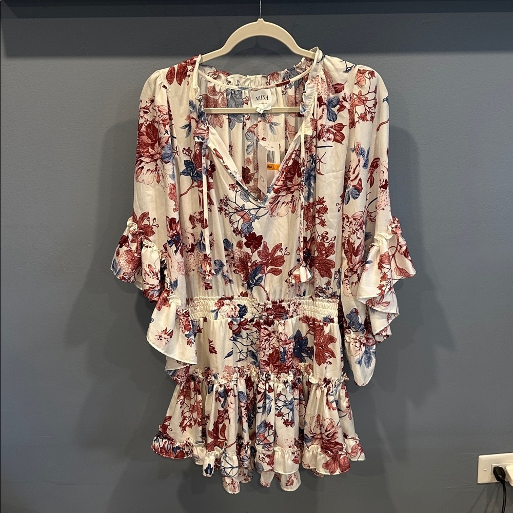 New MISA Los Angeles Cecilia Ruffle Dress Floral - Picture 4 of 7